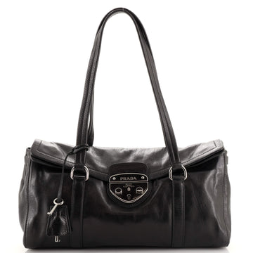 Prada Antic Pushlock Shoulder Bag Leather Medium