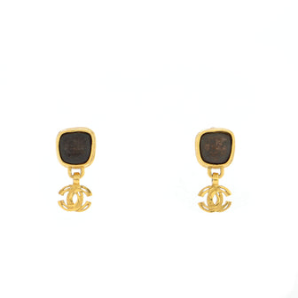 Chanel Vintage CC Drop Clip-On Earrings Metal and Stones