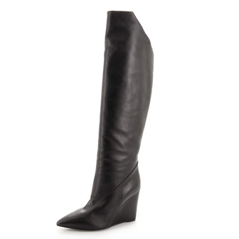 Hermes Women's Over the Knee Wedge Boots Leather