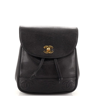 Chanel Vintage Triple Stitched CC Flap Backpack Caviar Small