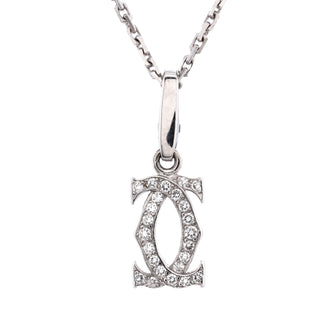 Cartier 2C Pendant Necklace 18K White Gold with Diamonds