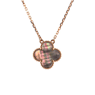 Van Cleef & Arpels Vintage Alhambra Pendant Necklace 18K Rose Gold and Grey Mother of Pearl