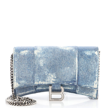 Balenciaga Hourglass Chain Wallet Printed Denim