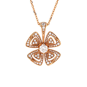 Bvlgari Fiorever Pendant Necklace 18K Rose Gold and Diamonds