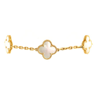 Van Cleef & Arpels Vintage Alhambra 5 Motifs Bracelet 18K Yellow Gold and Mother of Pearl