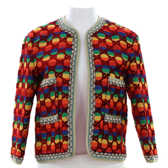 Gucci Women's Soave Amore Collarless Jacket Rainbow GG Velvet