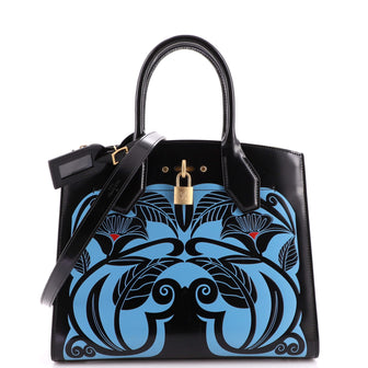 Louis Vuitton City Steamer Handbag Floral Embossed Leather MM