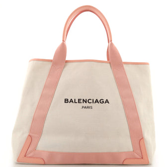 Balenciaga Navy Cabas Canvas with Leather Large
