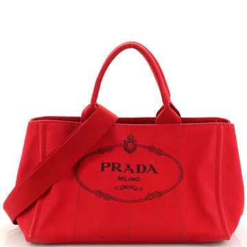 Prada Canapa Convertible Tote Canvas Medium