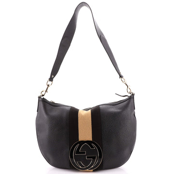 Gucci Blondie Web Saddle Messenger Leather Medium