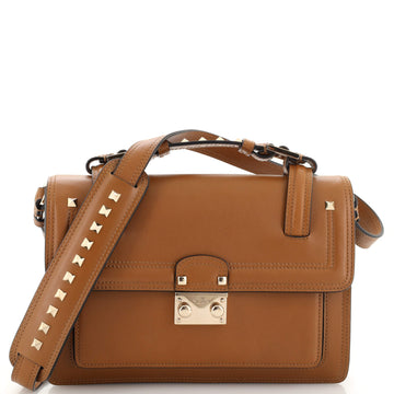Valentino Garavani Rockstud Convertible Top Handle Satchel Leather Small