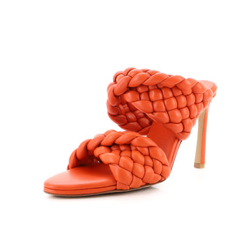 Bottega Veneta Women's Curve Twisted Heeled Sandals Padded Intrecciato Leather