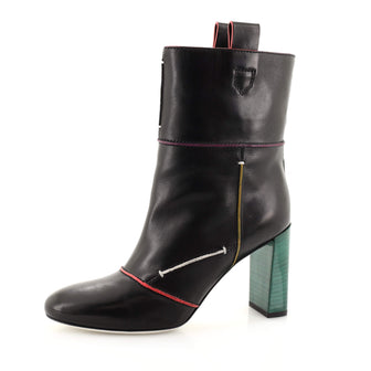 Fendi Women's Colorful Lines Heeled Boots Leather
