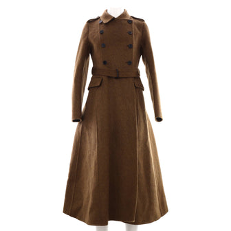 Women's Double Breasted Belted Long Coat Wool Blend