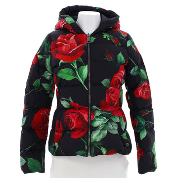 Dolce & Gabbana Women's Reversible Down Jacket Rose Printed Quilted Nylon