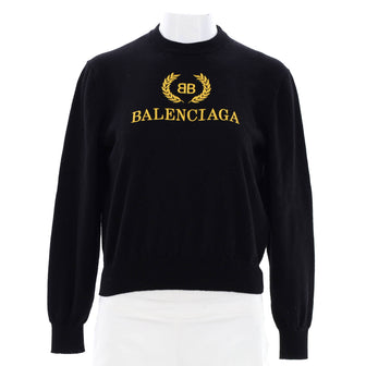 Balenciaga Women's Logo Crewneck Sweater Embroidered Wool