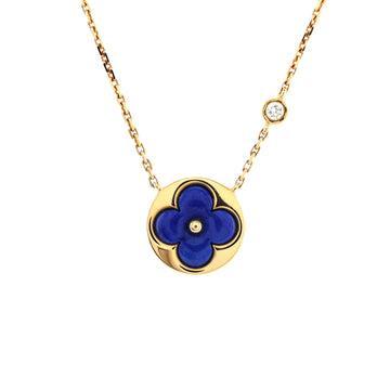 Louis Vuitton Color Blossom BB Sun Pendant Necklace 18K Yellow Gold with Lapis and Diamond