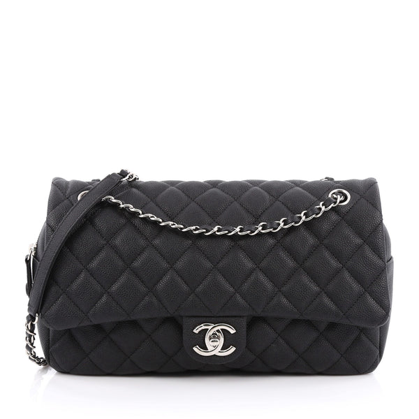 Easy Flap Bag Quilted Caviar Jumbo