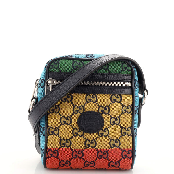 Gucci Interlocking G Patch Zip Messenger Bag Multicolor GG Canvas