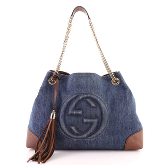Gucci Soho Chain Strap Shoulder Bag Denim Medium