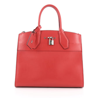 Louis Vuitton City Steamer Handbag Leather MM Red 1954001