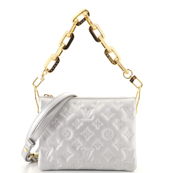 Louis Vuitton Silver Embossed Monogram Coussin BB Crossbody Bag