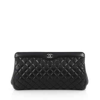 Chanel CC Frame Clutch Quilted Caviar Large Black