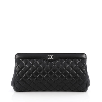 Chanel CC Frame Clutch Quilted Caviar Large Black