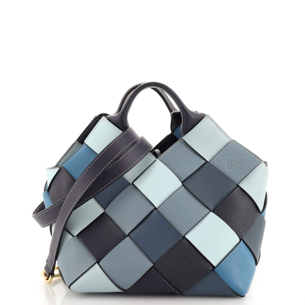 Woven Leather Tote Bag in Blue - Loewe