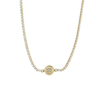 Chanel CC Round Button Choker Necklace Metal with Crystals