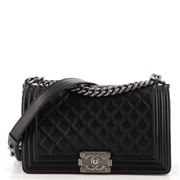 Chanel Boy Flap Bag Quilted Lambskin Old Medium