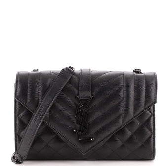 Saint Laurent Classic Monogram Envelope Satchel Mixed Matelasse Leather Small