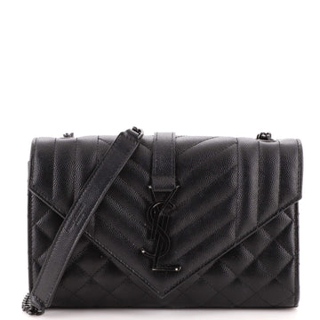 Saint Laurent Classic Monogram Envelope Satchel Mixed Matelasse Leather Small