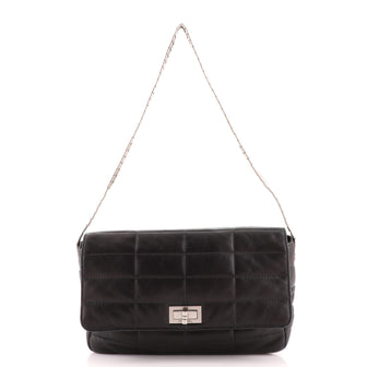 Chanel Vintage Chocolate Bar Mademoiselle Flap Bag Quilted Leather Medium