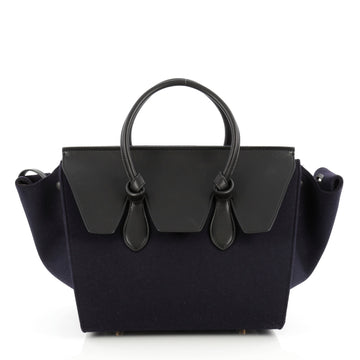 Celine Tie Knot Tote Leather and Felt Small Blue