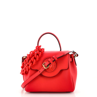 Versace La Medusa Top Handle Bag Leather Small Red 1942102