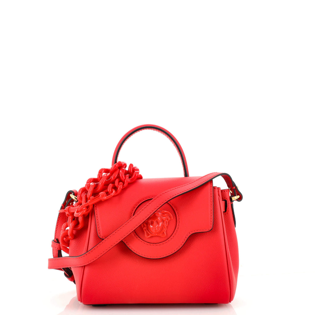 Versace mini bag Le Medusa Suede Red Studded Micro Bag For Sale at 1stDibs