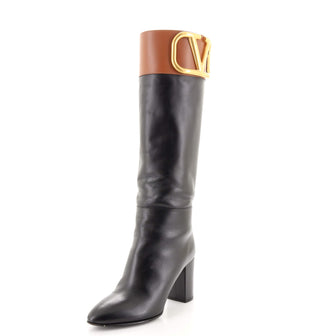 Valentino Garavani Women's VLogo Knee-High Boots Leather