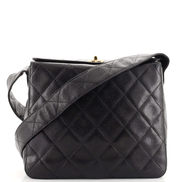 Chanel Vintage CC Turnlock Box Bag Quilted Caviar Small
