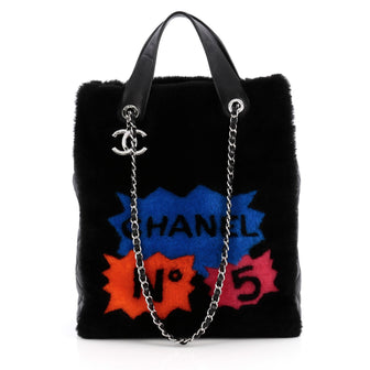 Chanel Comic Tote Shearling Large Black
