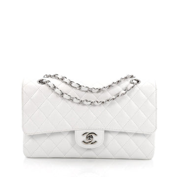 Chanel Classic Double Flap Bag Quilted Caviar Medium White