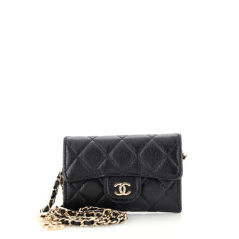 Chanel Black Quilted Caviar Classic Mini Chain Belt Bag