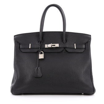 Hermes Birkin Handbag Black Togo with Palladium Hardware 35 Black 1957901