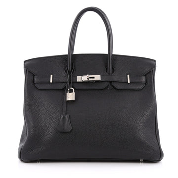 Hermes Birkin Handbag Black Togo with Palladium Hardware 35 Black 1957901