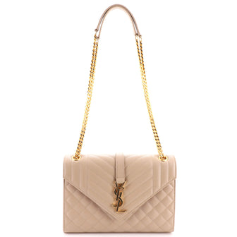 Saint Laurent Classic Monogram Envelope Satchel Mixed Matelasse Leather Medium