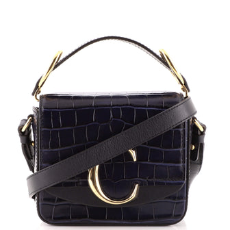 Chloe C Flap Bag Crocodile Embossed Leather Mini