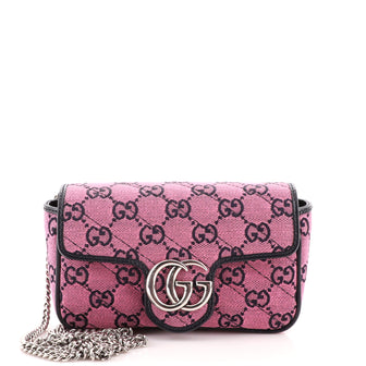Gucci GG Marmont Flap Bag Diagonal Quilted GG Canvas Super Mini