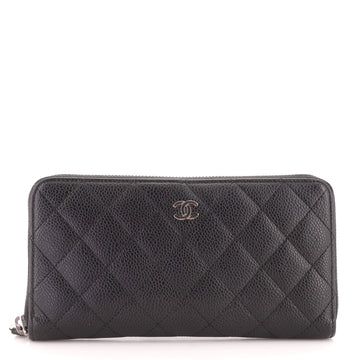 Chanel Zip Around Wallet Quilted Caviar Long