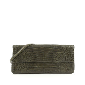 Nancy Gonzalez Convertible Flap Clutch Crocodile Long Green 1959201