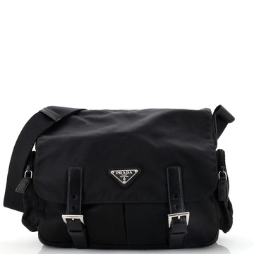 Prada Zip Buckle Messenger Bag Tessuto Medium